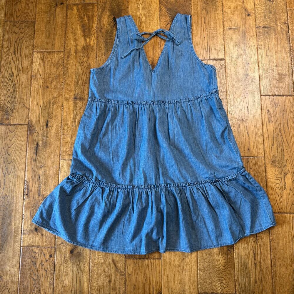 NWT True Craft Dress Chambray Denim Tiered Sundress Sleeveless Boho Summer Sz M - Picture 6 of 6